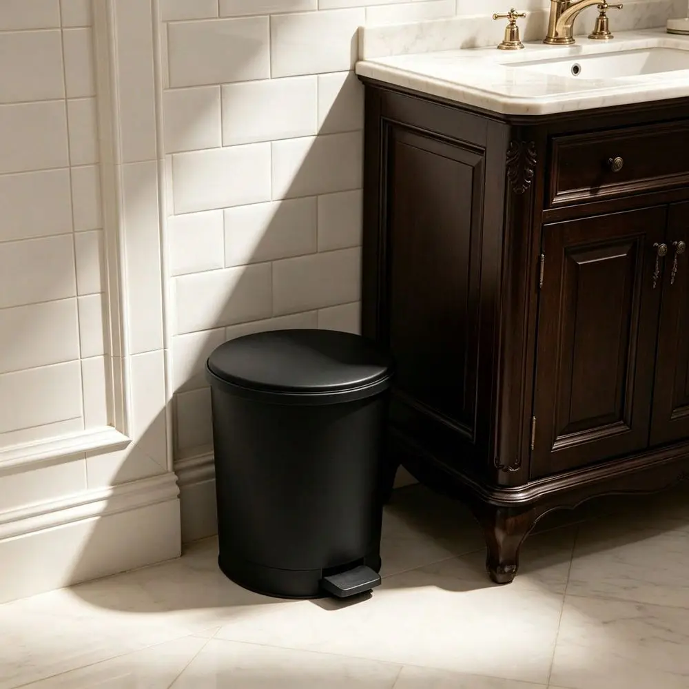 4L Black Bathroom Trash Can With Lid, Step Pedal Garbage Bin, Soft Close Small Wastebasket For Bedroom Office Toilet Ind
4L Black Bathroom Trash Can With Lid, Step Pedal Garbage Bin, Soft Close Small Wastebasket For Bedroom Office Toilet Ind