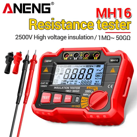 ANENG MH16 Ohmmeter Digital Megohmmeter AC/DC Voltage Tester Resistance 2500V Testing Display Resistor Tools