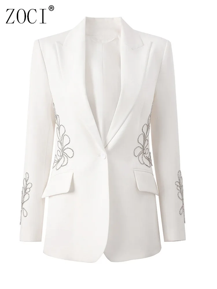 ZOCI Fashion Women's Blazer White Heavy Industry Handmade Nail Bead One Button Slimming Office Lady 2025 Spring New Style
ZOCI Fashion Women's Blazer White Heavy Industry Handmade Nail Bead One Button Slimming Office Lady 2025 Spring New Style