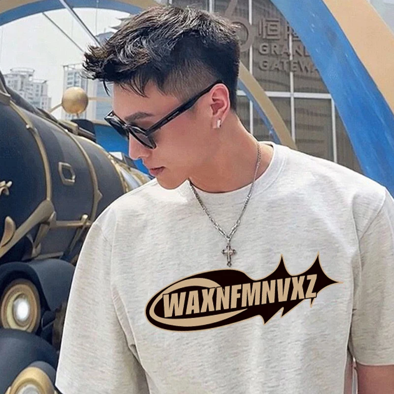 Motorcycle High Street Personalized Letter Short-Sleeved Men's Summer Versatile Loose Small Neckline Pure Cotton Top Trendy 
Motorcycle High Street Personalized Letter Short-Sleeved Men's Summer Versatile Loose Small Neckline Pure Cotton Top Trendy