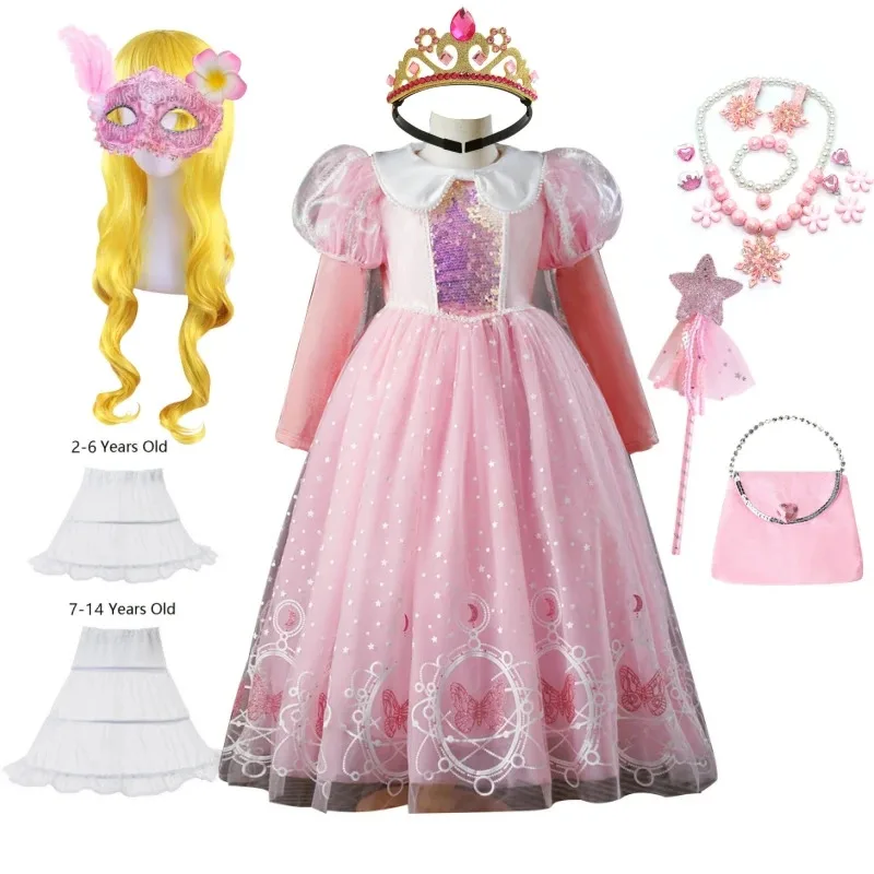 Princess Dress Up costume Outfit Pink Sleeping Beauty Costume For Girls Long Sleeve Halloween Costume Cosplay Party Dress 2-10Y
Princess Dress Up costume Outfit Pink Sleeping Beauty Costume For Girls Long Sleeve Halloween Costume Cosplay Party Dress 2-10Y