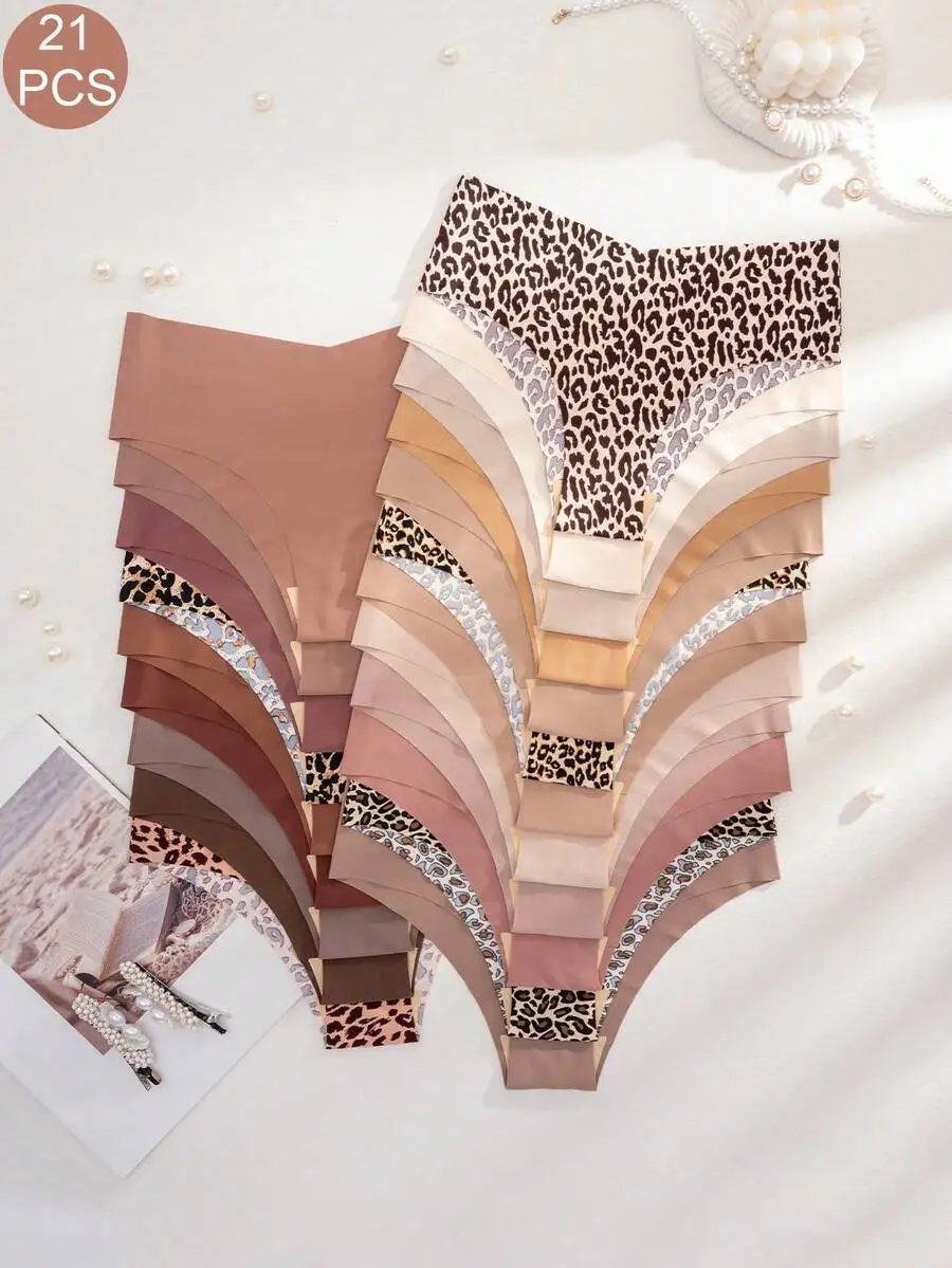 21pcs Womens Solid And Leopard Print Adhesive Comfort Bikini Briefs
21pcs Womens Solid And Leopard Print Adhesive Comfort Bikini Briefs