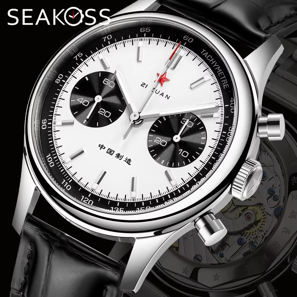 SEAKOSS Panda Men's 1963 Chronograph Mechanical Wristwatch Original st1901 Seagull Movement 40mm Luminous Sapphire Pilot Watches
SEAKOSS Panda Men's 1963 Chronograph Mechanical Wristwatch Original st1901 Seagull Movement 40mm Luminous Sapphire Pilot Watches