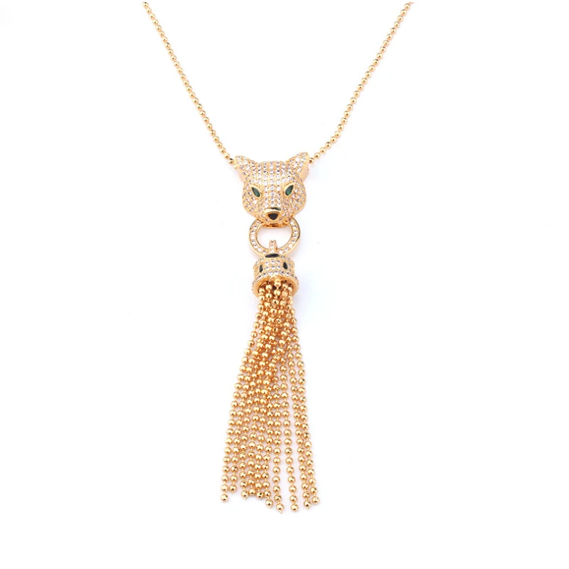 Fashion Leopard Titanium Micro-Inlaid AAA Zircon Earrings Necklace Luxury Animal Tassel Set.
Fashion Leopard Titanium Micro-Inlaid AAA Zircon Earrings Necklace Luxury Animal Tassel Set.
