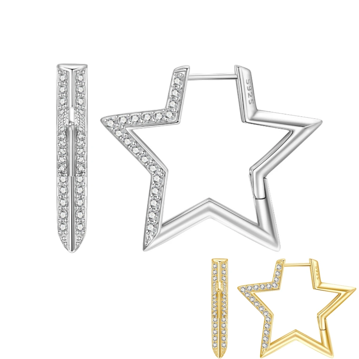 Cycuff S925 Sterling Silver Star Shaped Design Earrings Versatile Hoop Earrings For Women Jewelry Original Party Gifts
Cycuff S925 Sterling Silver Star Shaped Design Earrings Versatile Hoop Earrings For Women Jewelry Original Party Gifts