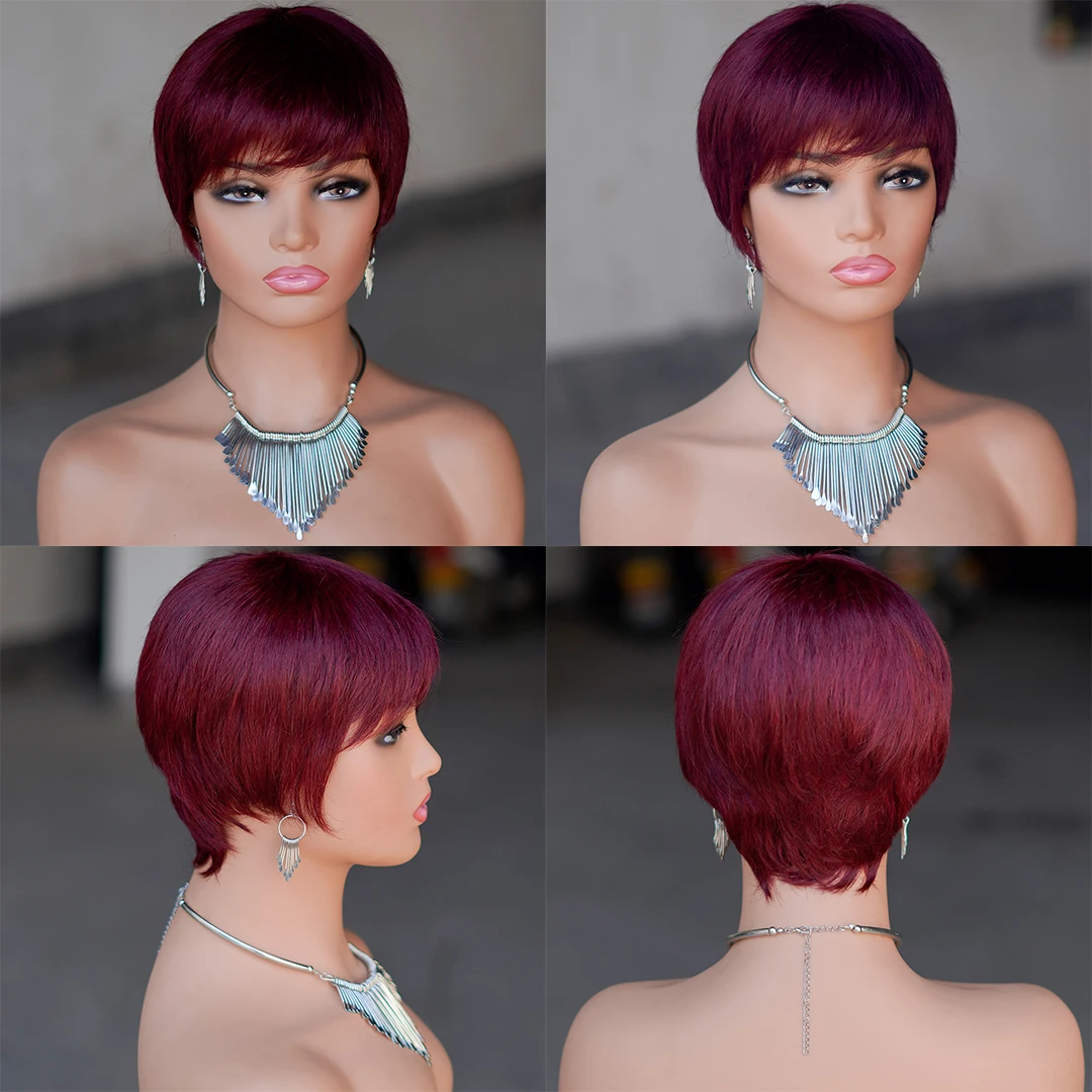 Short Pixie Cut Bob Wigs Non Lace Front Wigs Straight Colored Lace Frontal Wigs Human Hair 180% 99J Colored Human Hair Wig
Short Pixie Cut Bob Wigs Non Lace Front Wigs Straight Colored Lace Frontal Wigs Human Hair 180% 99J Colored Human Hair Wig