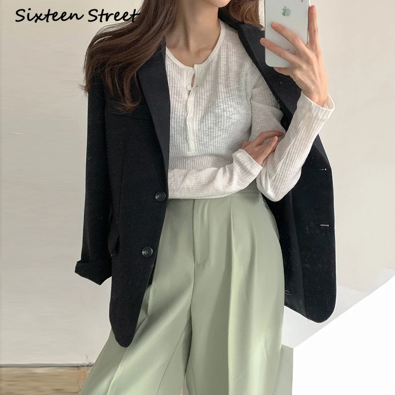 Blazers for Women Korean Style Autumn French Lapel Button Cardigan Long Blazer Casual Ladies Tops Chic Fashion Woman Jacket 2021
Blazers for Women Korean Style Autumn French Lapel Button Cardigan Long Blazer Casual Ladies Tops Chic Fashion Woman Jacket 2021
