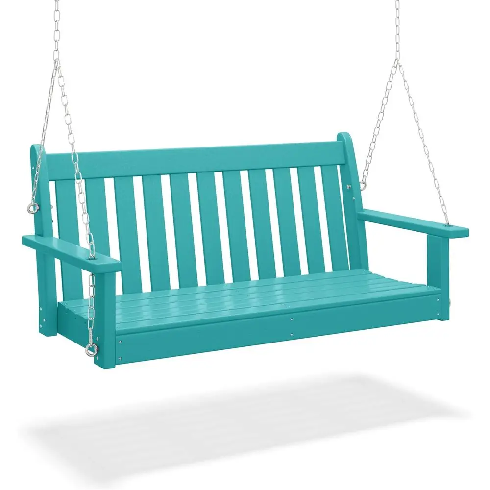 Turquoise HDPE Outdoor Hanging Porch Swing Bench
Turquoise HDPE Outdoor Hanging Porch Swing Bench