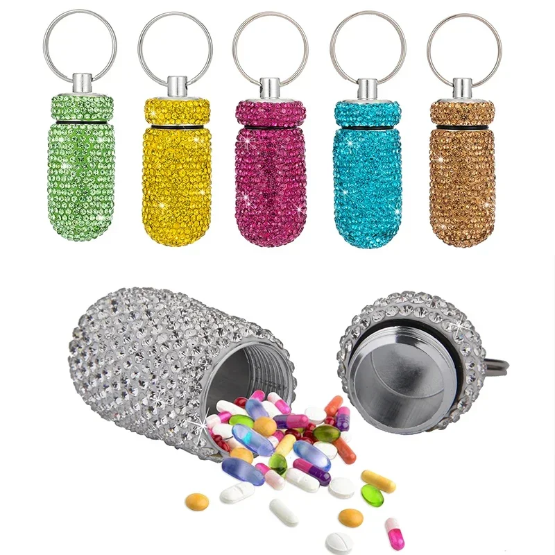 New Medicine Organizer Bottle Pill Box Tablet Holder Pill Box Sparkling Full Rhinestone Aluminum Alloy Box Storage Container Box
New Medicine Organizer Bottle Pill Box Tablet Holder Pill Box Sparkling Full Rhinestone Aluminum Alloy Box Storage Container Box
