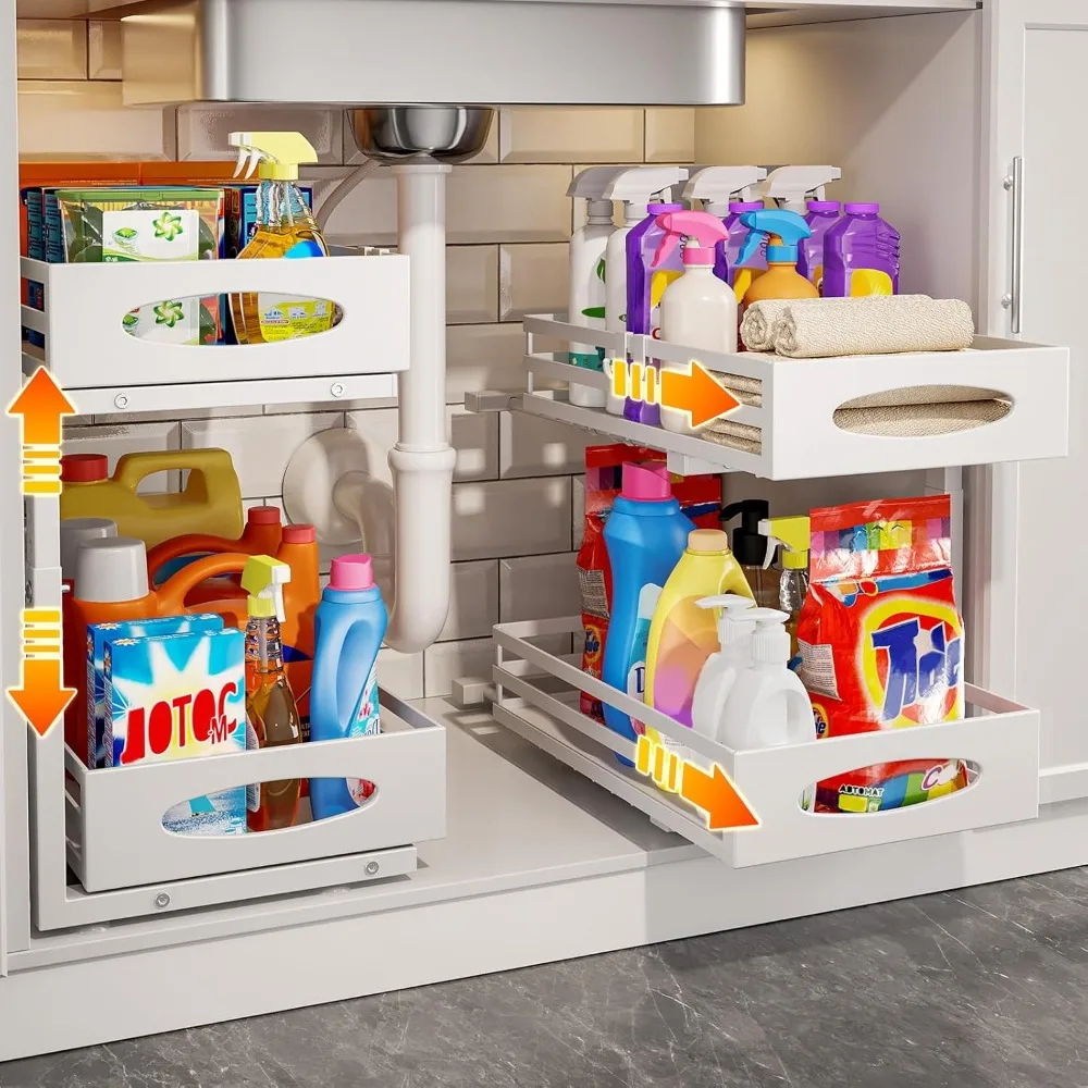 Adjustable Height Two Tier Slide Out Metal Under Sink Storage Drawer Shelf Kitchen Bathroom White 2 Pack
Adjustable Height Two Tier Slide Out Metal Under Sink Storage Drawer Shelf Kitchen Bathroom White 2 Pack