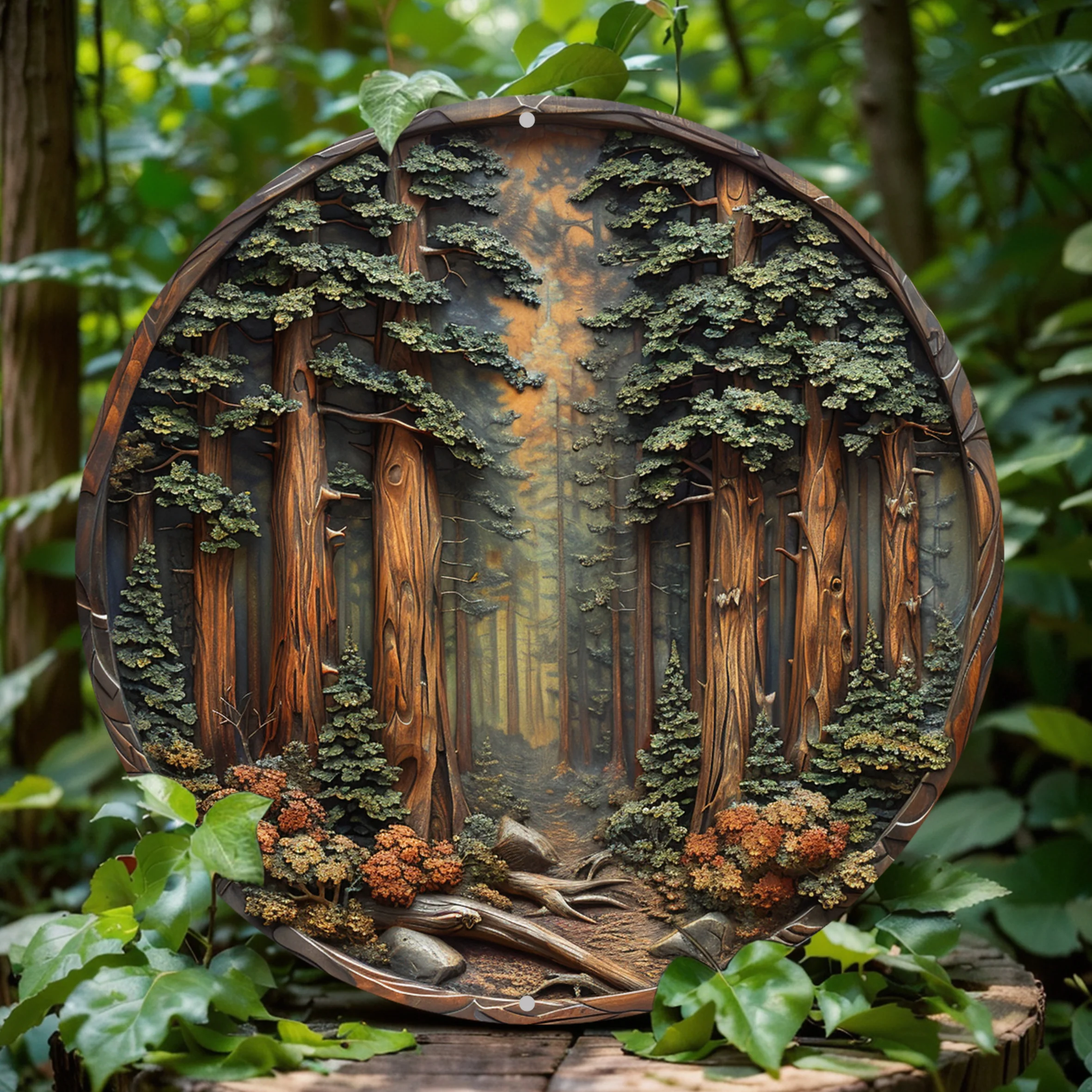 2D Flat Print , A Wood Carving With Redwood Trees In It Hk Round Sign Door Hanger Wall Wreath Metal Decor Sign Home Decor
2D Flat Print , A Wood Carving With Redwood Trees In It Hk Round Sign Door Hanger Wall Wreath Metal Decor Sign Home Decor