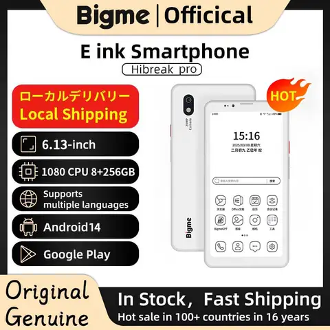 Bigme Hibreak Pro 6.13'' E-ink Ebook Reader, Eink Ebooks  HD Screen 300PPI, Dimensity 1080 CPU, 8+256GB, Android 14 OS E-book
