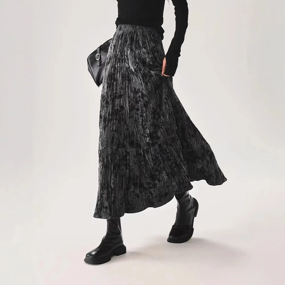 New Fashionable High-waisted Thickened Velvet Pleated Skirt for Women in Spring and Autumn
New Fashionable High-waisted Thickened Velvet Pleated Skirt for Women in Spring and Autumn
