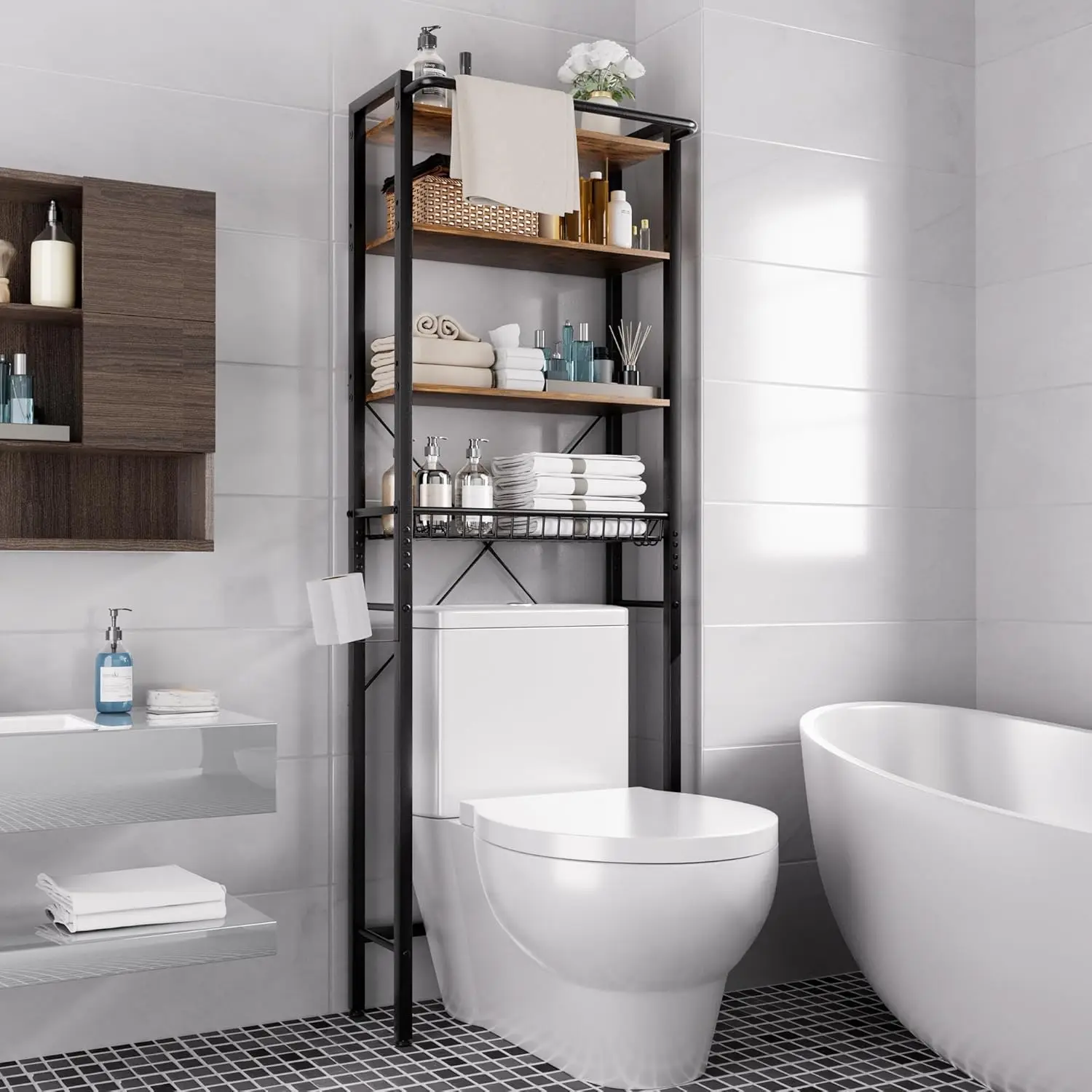 Over-The-Toilet Storage Shelf, 4-Tier Bathroom Organizer Shelf, Freestanding Space Saver Shelves Over Toilet with Adjustable
Over-The-Toilet Storage Shelf, 4-Tier Bathroom Organizer Shelf, Freestanding Space Saver Shelves Over Toilet with Adjustable