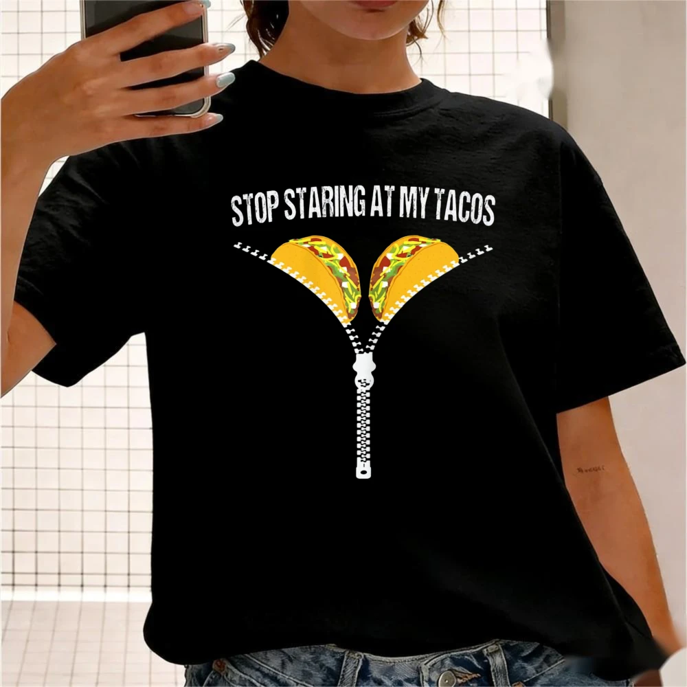 Stop Staring At My Tacos Zipper Design Graphic Shirt Funny Inappropriate Meme Tee Taco Lover Cinco De Mayo Tshirt Women Tops
Stop Staring At My Tacos Zipper Design Graphic Shirt Funny Inappropriate Meme Tee Taco Lover Cinco De Mayo Tshirt Women Tops