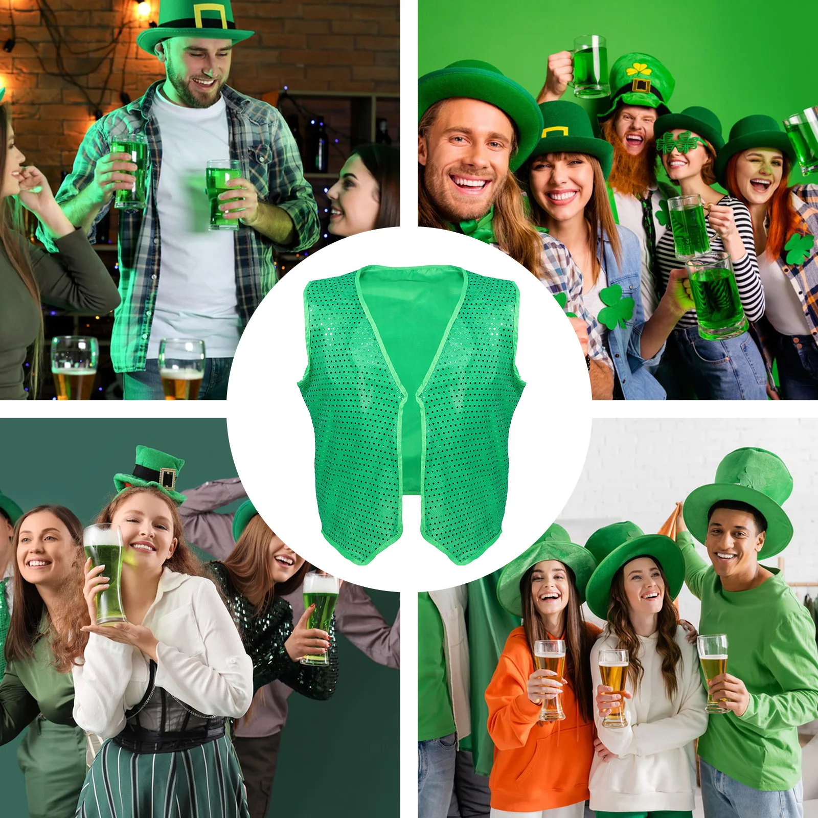 Mens Green Sequin Vest Irish Holiday Party St Patricks Day Waistcoat Cosplay Costume Sparkling St Patricks Day Party Costume
Mens Green Sequin Vest Irish Holiday Party St Patricks Day Waistcoat Cosplay Costume Sparkling St Patricks Day Party Costume