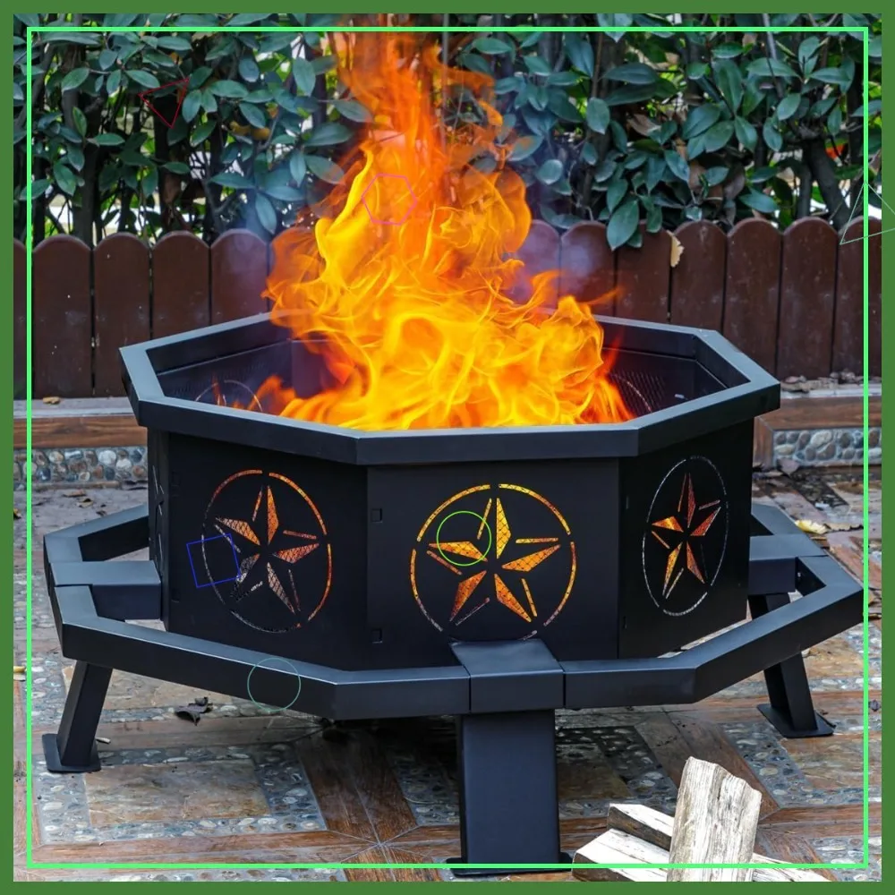 35 Inch Octagonal Outdoor Fire Pit, Wood Burning for Bonfire Camping Backyard Patio
35 Inch Octagonal Outdoor Fire Pit, Wood Burning for Bonfire Camping Backyard Patio