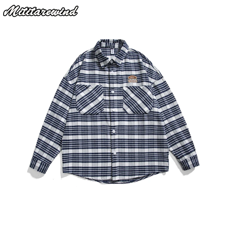 American Trendy Blue Plaid Men's Shirts Long Sleeve High Street Loose Casual Y2k Tops Couple Hip Hop Youth Streetwear Fashion
American Trendy Blue Plaid Men's Shirts Long Sleeve High Street Loose Casual Y2k Tops Couple Hip Hop Youth Streetwear Fashion