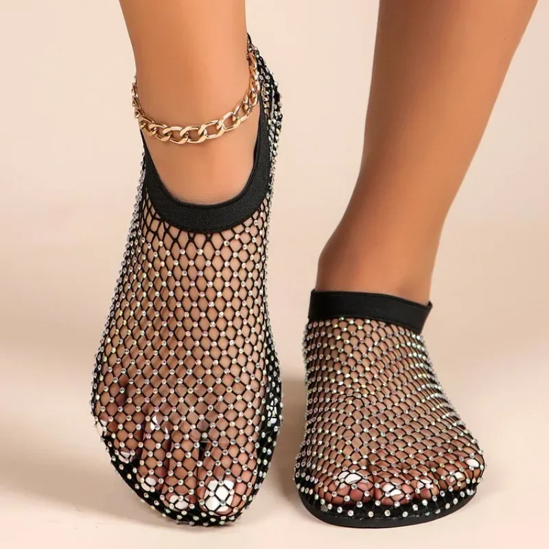 Womens Rhinestone Mesh Slip on Flat Shoes Casual Breathable Crystal Fishnet Summer Beach Party Comfort Walking Footwear Ladies
Womens Rhinestone Mesh Slip on Flat Shoes Casual Breathable Crystal Fishnet Summer Beach Party Comfort Walking Footwear Ladies