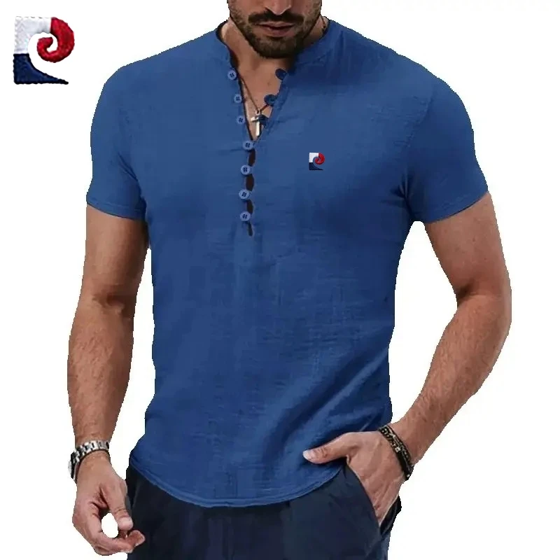 New men's high-quality cotton and linen short sleeved polo shirt, trendy, fashionable, casual, breathable and cool top
New men's high-quality cotton and linen short sleeved polo shirt, trendy, fashionable, casual, breathable and cool top