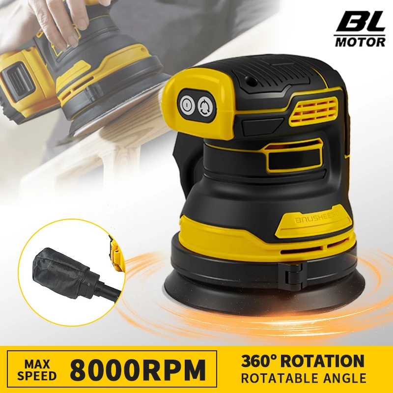 125mm Electric Cordless Disc Random Orbital Brushless Sander Grinding Polisher 3speed Sanding Machine for Dewalt 20v Battery Pin
125mm Electric Cordless Disc Random Orbital Brushless Sander Grinding Polisher 3speed Sanding Machine for Dewalt 20v Battery Pin