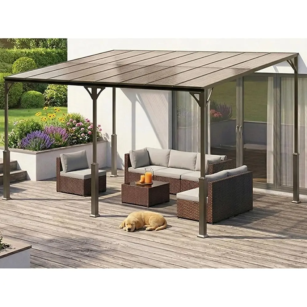 14' x 10' Wall-Mounted Lean-to Gazebo — Weather-Resistant Hard Roo, Reinorced Steel e, Heavy-Duty Patio Awning, 140 sq t Shade o
14' x 10' Wall-Mounted Lean-to Gazebo — Weather-Resistant Hard Roo, Reinorced Steel e, Heavy-Duty Patio Awning, 140 sq t Shade o