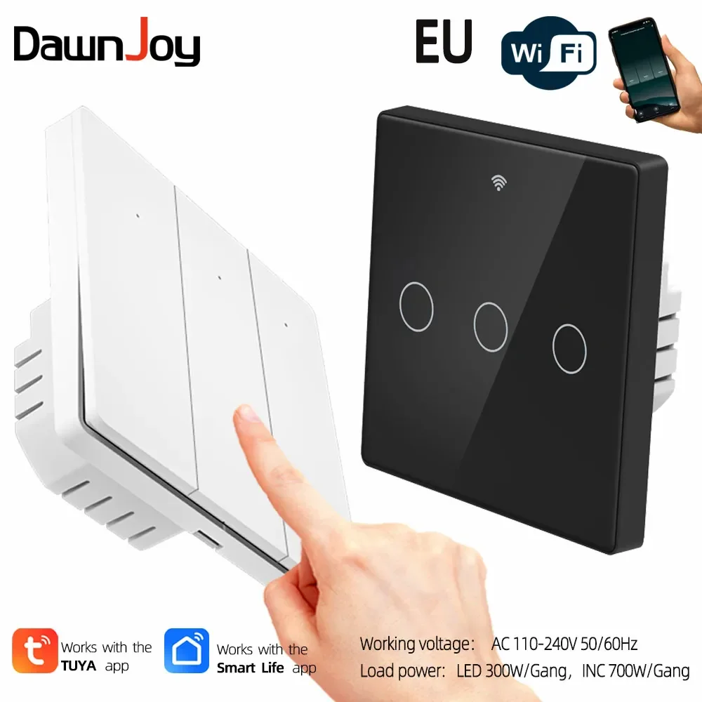 Dawnjoy Smart wifi light intelligent switch EU 220V Neural push button touch 1/2/3gang tuya remote voice with alexa googlehome
Dawnjoy Smart wifi light intelligent switch EU 220V Neural push button touch 1/2/3gang tuya remote voice with alexa googlehome