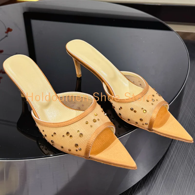Women's Handmade Lace Craft Super Pointed Toe Slippers Fashion Hot Diamond Slip On Elegant Stiletto Slippers Evening Dress Shoes
Women's Handmade Lace Craft Super Pointed Toe Slippers Fashion Hot Diamond Slip On Elegant Stiletto Slippers Evening Dress Shoes
