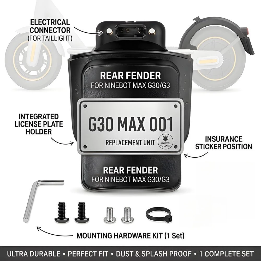 Rear Fender For Ninebot Max G30 G3 Electric Scooter Mudguard With License Plate Holder Insurance Bracket Replacement Kit 1 Set
Rear Fender For Ninebot Max G30 G3 Electric Scooter Mudguard With License Plate Holder Insurance Bracket Replacement Kit 1 Set