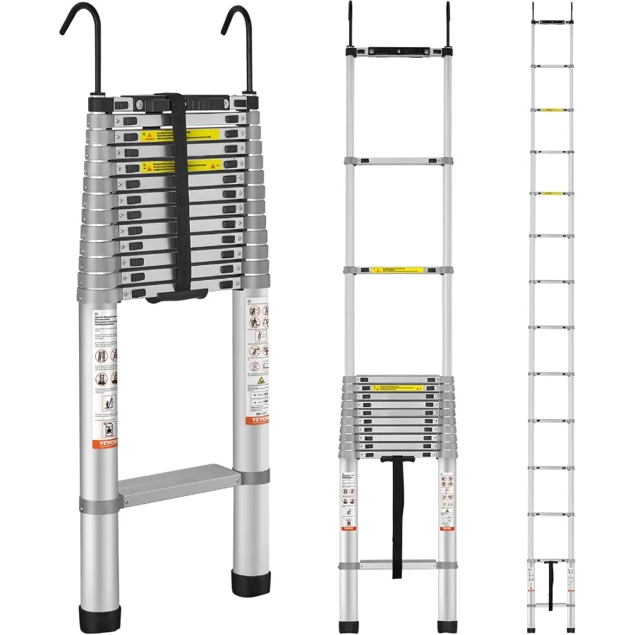 Telescoping Ladder 18.5 FT Aluminum Collapsible Extension Ladder with 400 LBS Capacity NonSlip Feet Portable MultiPurpose Compa
Telescoping Ladder 18.5 FT Aluminum Collapsible Extension Ladder with 400 LBS Capacity NonSlip Feet Portable MultiPurpose Compa