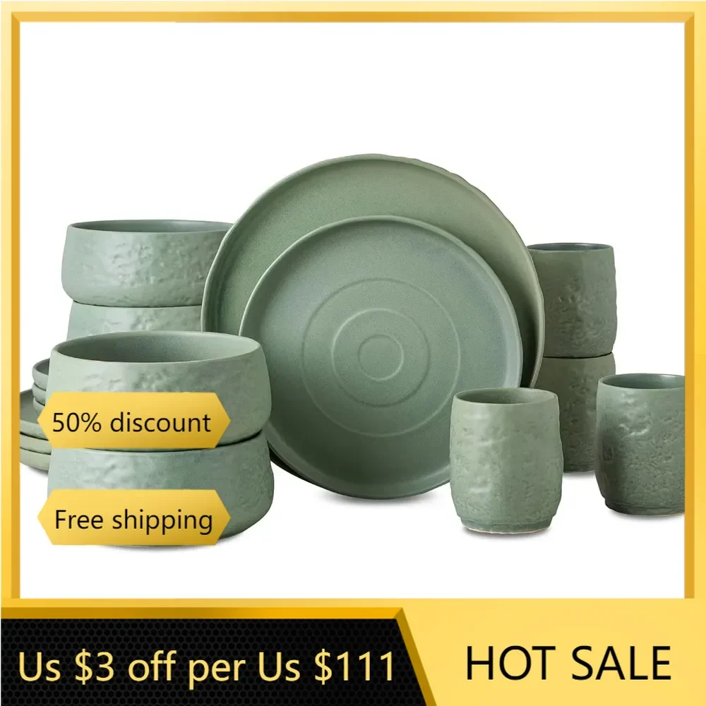 Stoneware 16-Piece Dinnerware Set Dish Sage Complete Tableware Plates Dinner Sets Kitchen freight Free
Stoneware 16-Piece Dinnerware Set Dish Sage Complete Tableware Plates Dinner Sets Kitchen freight Free