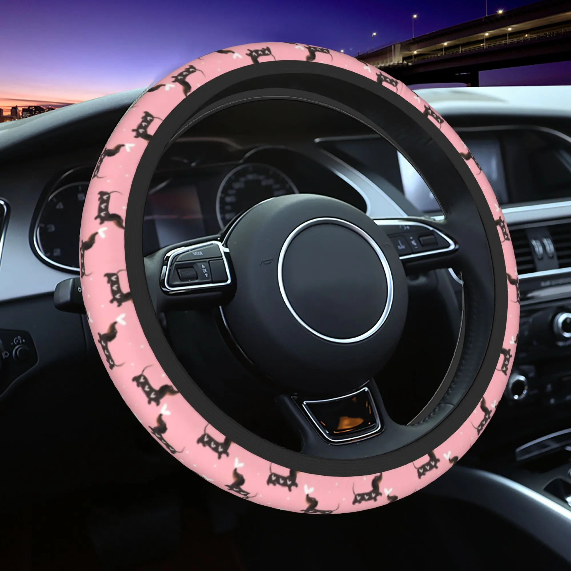 Cute Dachshund Car Steering Wheel Cover 38cm Soft Dogs Animal Steering Wheel Protective Cover Car-styling Car Accessories
Cute Dachshund Car Steering Wheel Cover 38cm Soft Dogs Animal Steering Wheel Protective Cover Car-styling Car Accessories