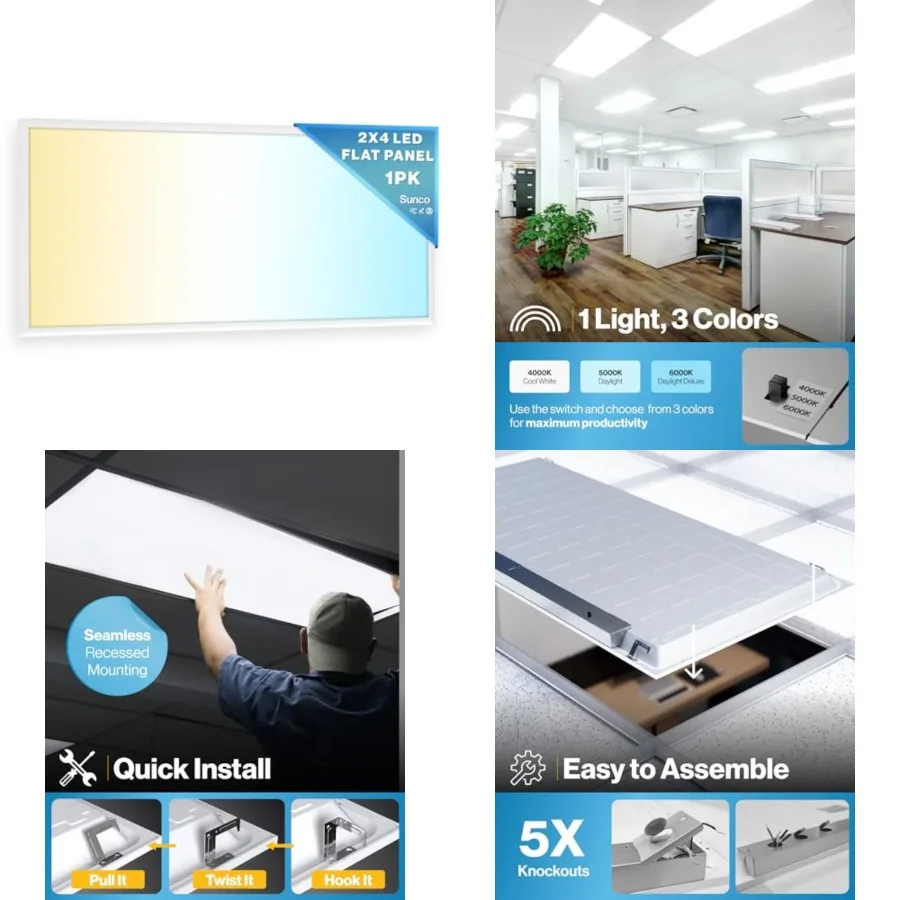 Sunco 2x4 LED Flat Panel Light Drop Ceiling Office Shop Commercial Warehouse Fixture, 6500 Lumens, Selectable Features, 30W/40W
Sunco 2x4 LED Flat Panel Light Drop Ceiling Office Shop Commercial Warehouse Fixture, 6500 Lumens, Selectable Features, 30W/40W