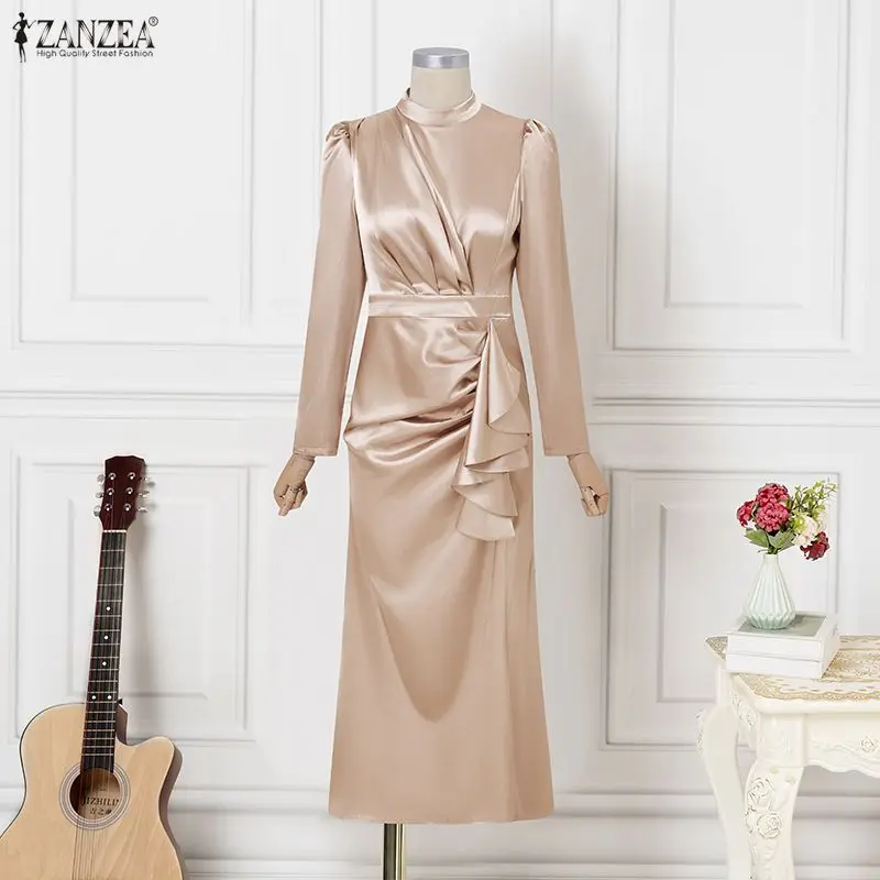 Fashion ZANZEA Thin Women Dress Summer Autumn Ruffles Dresses Long Sleeve Solid Evening Maxi Dress Oversize Holiday Vestidos 3XL
Fashion ZANZEA Thin Women Dress Summer Autumn Ruffles Dresses Long Sleeve Solid Evening Maxi Dress Oversize Holiday Vestidos 3XL