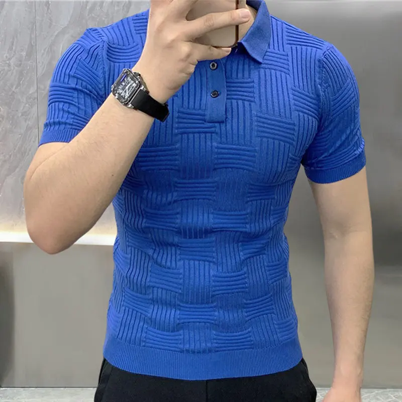 Summer New Plaid Ice Silk Knitted Polo Shirt Men's Short Sleeve Fashion Brand Top Trend Lapel Men's Slim T-shirt
Summer New Plaid Ice Silk Knitted Polo Shirt Men's Short Sleeve Fashion Brand Top Trend Lapel Men's Slim T-shirt