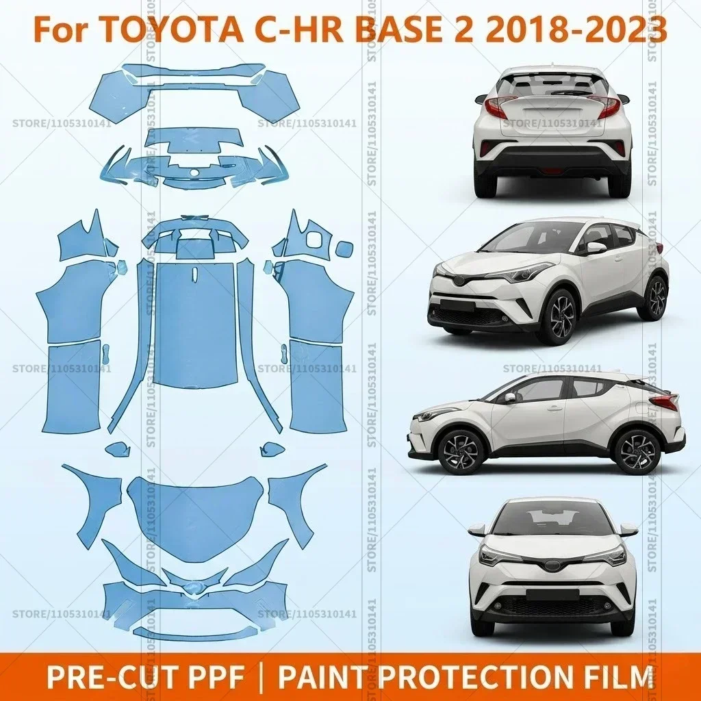 Предварительно нарезанная защитная пленка PPF, прозрачная защита бампера, автомобильная прозрачная пленка для Toyota CH-R BASE 2 2018-2023
Предварительно нарезанная защитная пленка PPF, прозрачная защита бампера, автомобильная прозрачная пленка для Toyota CH-R BASE 2 2018-2023