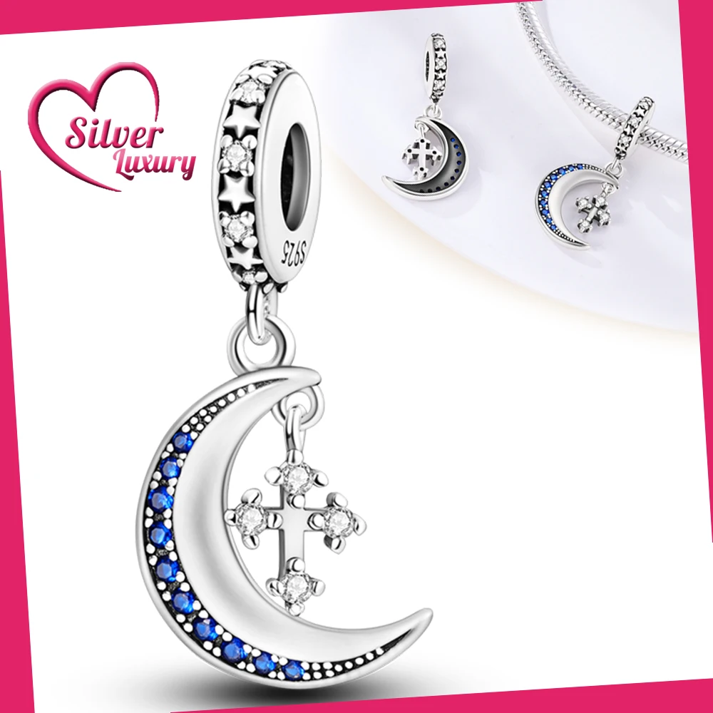 Подвески с распятием голубой луны, оригинальные бусины из стерлингового серебра 925 пробы, подходят оригинальные подвески 925, браслет, бусины, ювелирные изделия, подарки для женщин 
Подвески с распятием голубой луны, оригинальные бусины из стерлингового серебра 925 пробы, подходят оригинальные подвески 925, браслет, бусины, ювелирные изделия, подарки для женщин