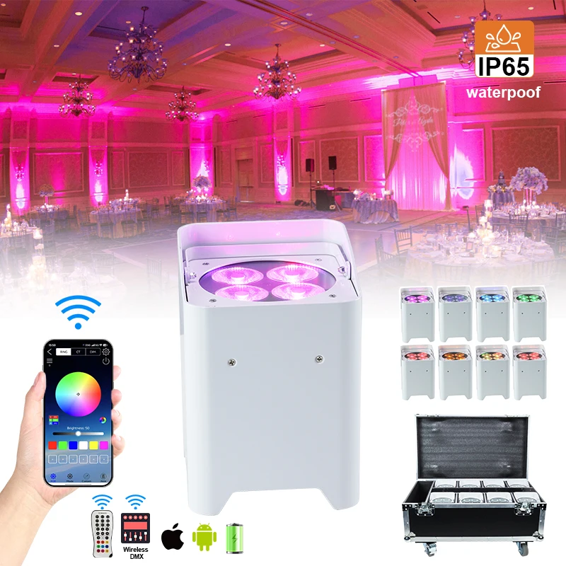 IP65 Outdoor LED Spotlights 4x12W RGBWA UV Wireless Battery Uplight for Garden DJ Wedding Truss Wash-Emits White Light
IP65 Outdoor LED Spotlights 4x12W RGBWA UV Wireless Battery Uplight for Garden DJ Wedding Truss Wash-Emits White Light