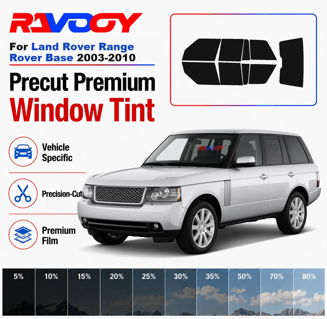 Premium Precut Window Tint Kit Front Rear Windows Rear Windshield For Land Rover Range Rover Base 2003-2010 Nano Ceramic Film
Premium Precut Window Tint Kit Front Rear Windows Rear Windshield For Land Rover Range Rover Base 2003-2010 Nano Ceramic Film