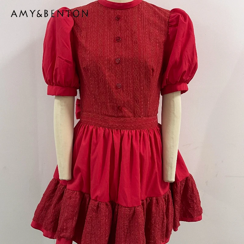 2025 Autumn New Red Girl Puff Sleeve Tie Bow Women's Dress Original Design Slimming Elegant Dresses Ladies
2025 Autumn New Red Girl Puff Sleeve Tie Bow Women's Dress Original Design Slimming Elegant Dresses Ladies
