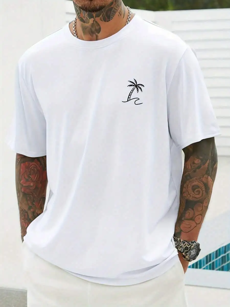Mens Casual Short Sleeve Round Neck T-Shirt With Palm Tree Print
Mens Casual Short Sleeve Round Neck T-Shirt With Palm Tree Print