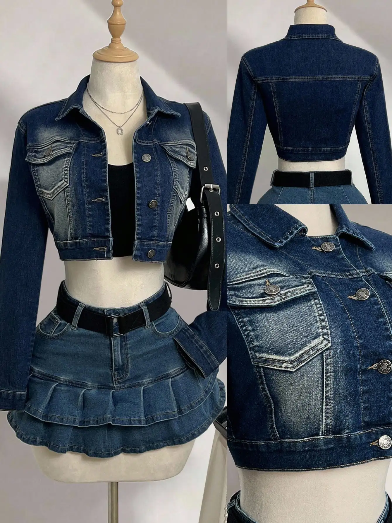 Женская укороченная джинсовая куртка с накладными карманами, уличный стиль, весна-осень
Женская укороченная джинсовая куртка с накладными карманами, уличный стиль, весна-осень