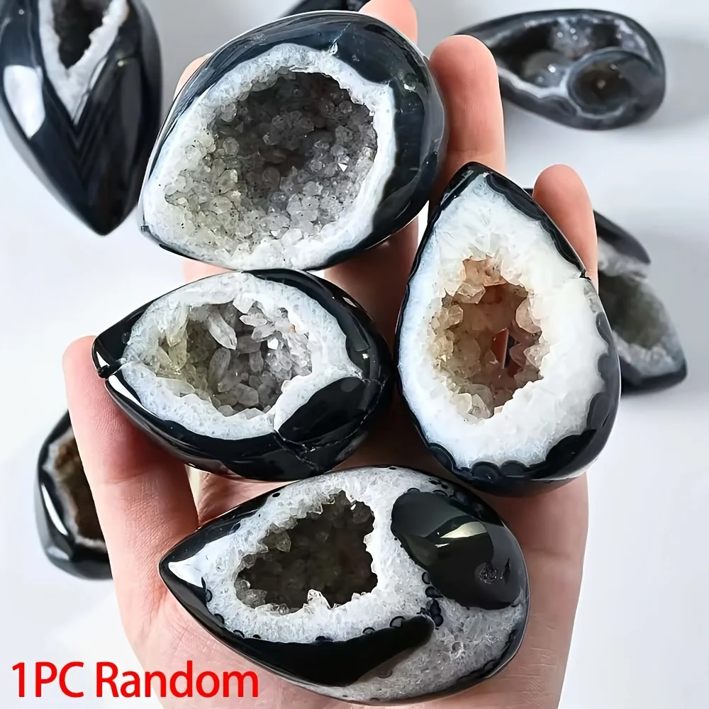 Natural Black Agate Geode Egg Ideal for Home Decoration and Art Collection Gift for Easter, Halloween Christmas and Holidays
Natural Black Agate Geode Egg Ideal for Home Decoration and Art Collection Gift for Easter, Halloween Christmas and Holidays