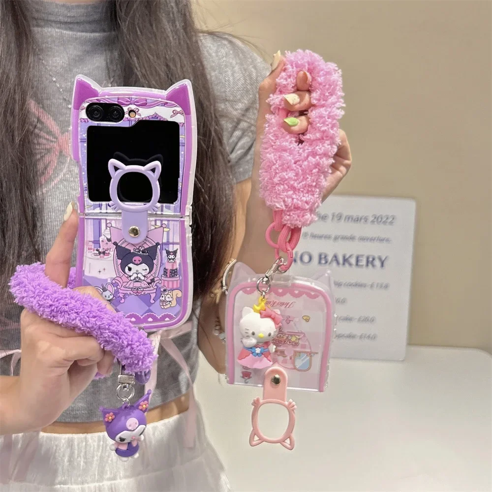 Cartoon Hello Kitty Kuromi 3D Cat Ear With Plush Lanyard Phone Case for Samsung Galaxy Z Flip 3 4 5 6 5G PC Hard Back Cover Gift
Cartoon Hello Kitty Kuromi 3D Cat Ear With Plush Lanyard Phone Case for Samsung Galaxy Z Flip 3 4 5 6 5G PC Hard Back Cover Gift