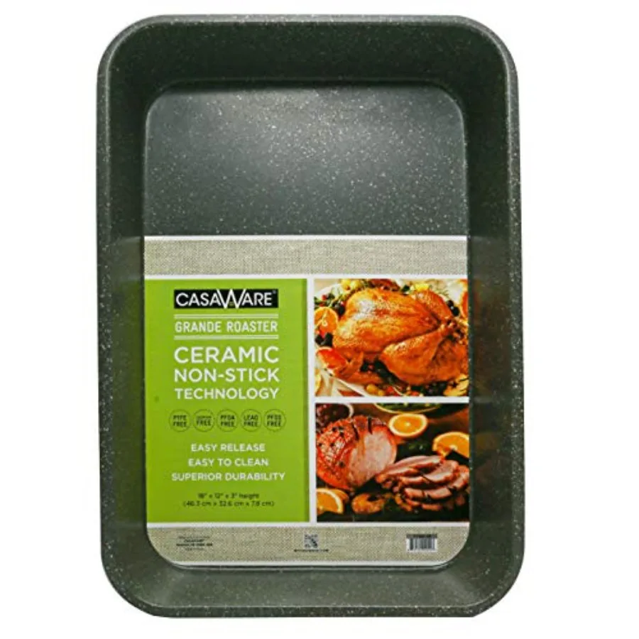 Grande Lasagna/Roaster Pan 18 x 12 x 3-Inch - Extra Large Ceramic Coated NonStick Silver Granite
Grande Lasagna/Roaster Pan 18 x 12 x 3-Inch - Extra Large Ceramic Coated NonStick Silver Granite