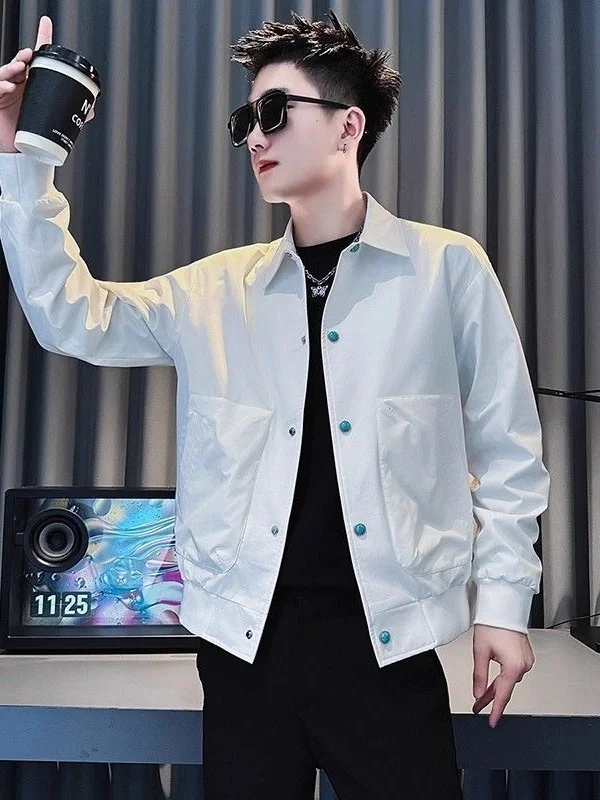 Men's Slim Fit Long Sve Jaet Single Button Color Blo Autumn Winter Faionable Versatile Korean Sle Youth Outerwear
Men's Slim Fit Long Sve Jaet Single Button Color Blo Autumn Winter Faionable Versatile Korean Sle Youth Outerwear