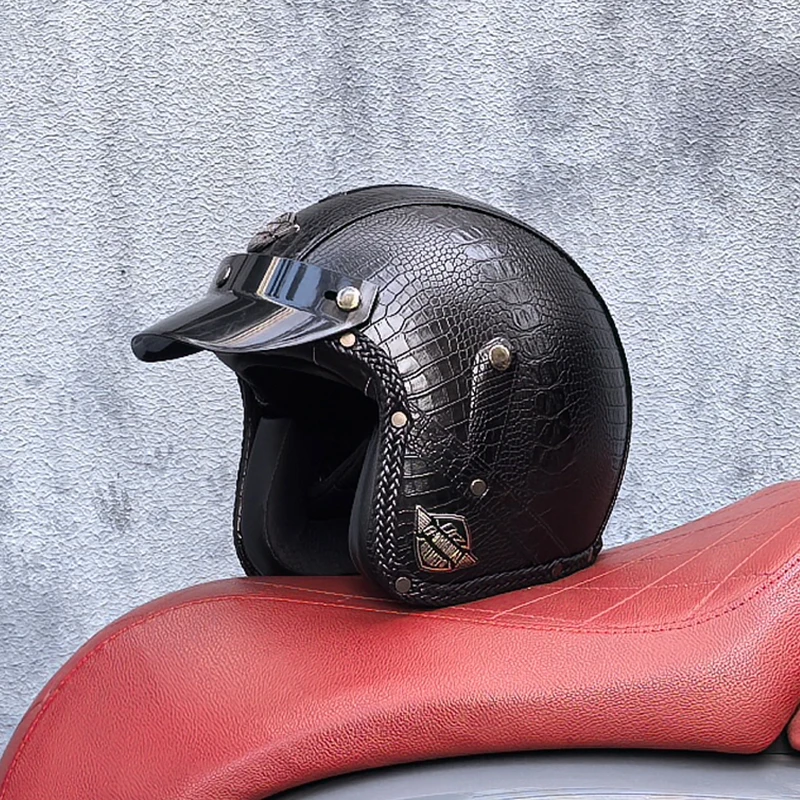 ORZ Retro Crocodile Leather 3/4 Open Face Motorcycle Helmet
ORZ Retro Crocodile Leather 3/4 Open Face Motorcycle Helmet