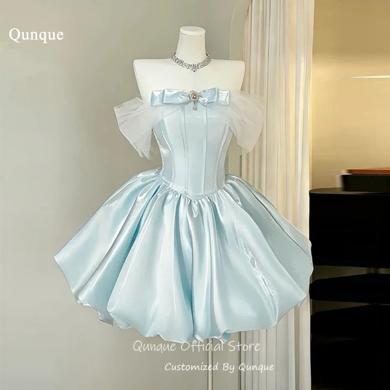 Qunque Baby Blue Princess Prom Dresses Pleated A Line Homecoming Dress Satin Puffy Off Shoulder Birthday Party Gowns Customized
Qunque Baby Blue Princess Prom Dresses Pleated A Line Homecoming Dress Satin Puffy Off Shoulder Birthday Party Gowns Customized