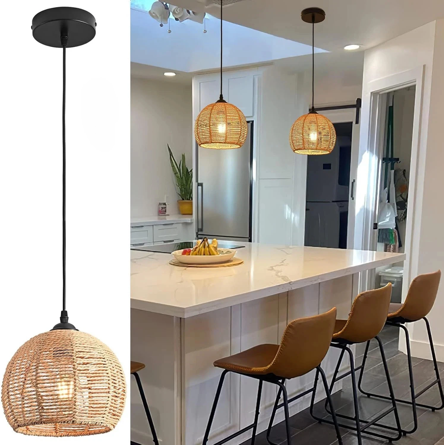 Nordic Boho Chandelier 20CM Wicker Pendant Light Natural Rattan Woven Hanging Light Fixture for Dining Room Living Room Lamp
Nordic Boho Chandelier 20CM Wicker Pendant Light Natural Rattan Woven Hanging Light Fixture for Dining Room Living Room Lamp