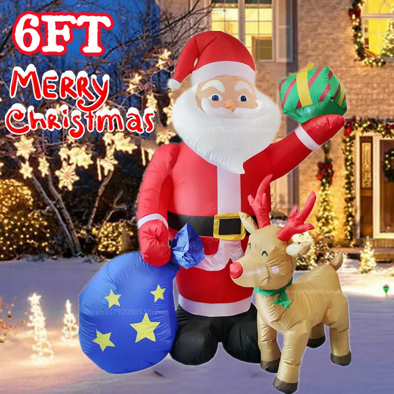 1.8M/6FT Inflatable Santa Claus And Deer Model with LED Lights Xmas Outdoor Ornament Christmas Courtyard Holiday Decoration Prop
1.8M/6FT Inflatable Santa Claus And Deer Model with LED Lights Xmas Outdoor Ornament Christmas Courtyard Holiday Decoration Prop